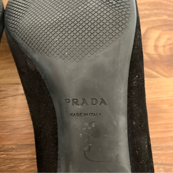 PRADA Black Suede Kitten Heels Size 35.5 US 5.5 - Picture 5 of 6